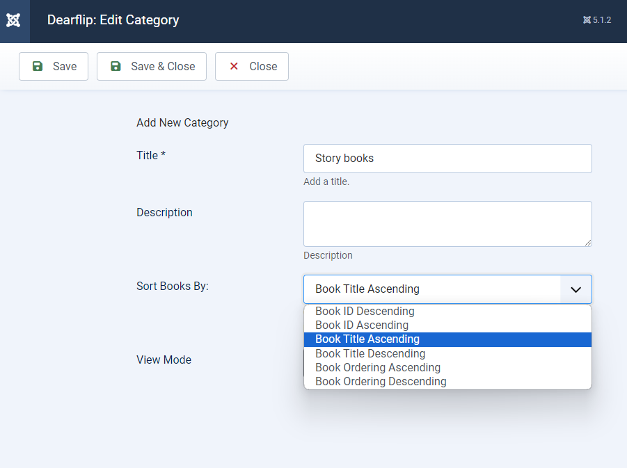 joomla flipbook sorting in categories